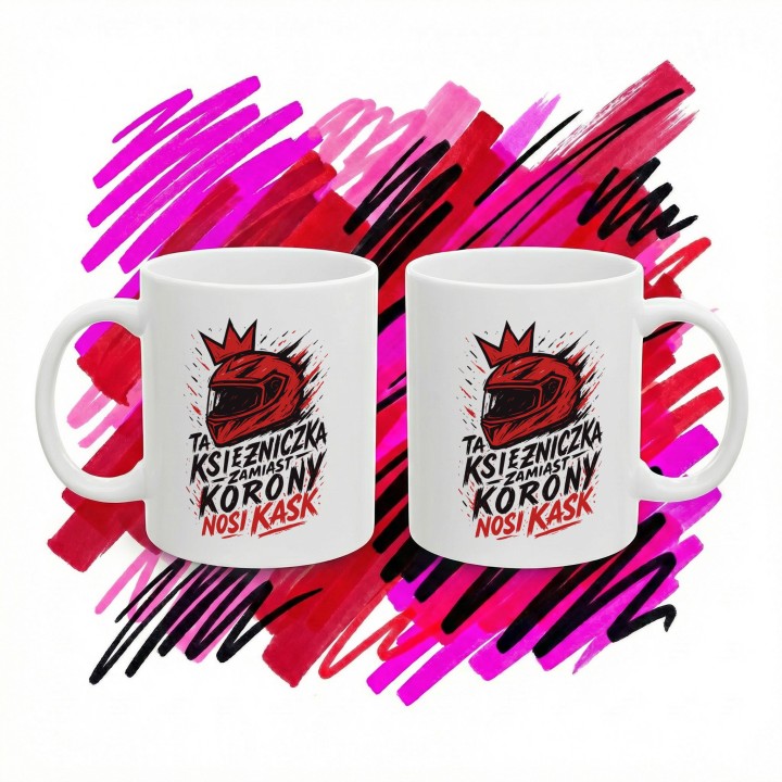 Czerwony kubek dla motocyklistki Pasja i Graffiti | Prezent dla niej