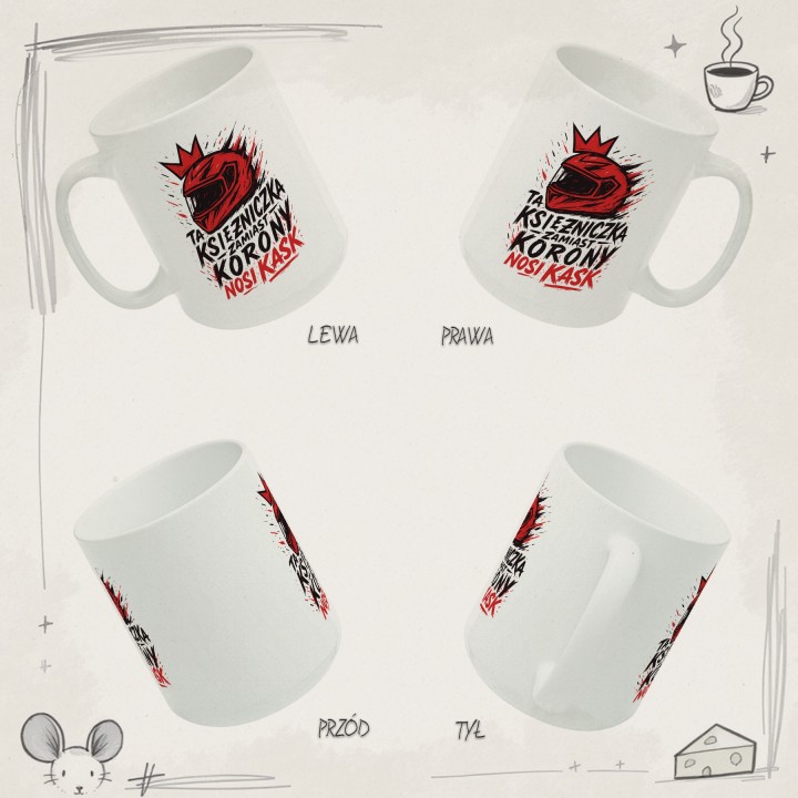 Czerwony kubek dla motocyklistki Pasja i Graffiti | Prezent dla niej