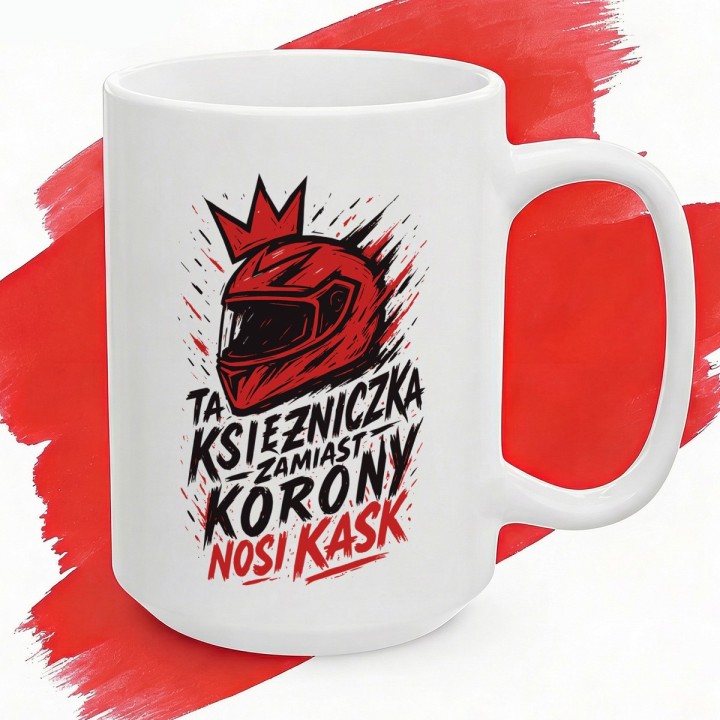 Czerwony kubek dla motocyklistki Pasja i Graffiti | Prezent dla niej