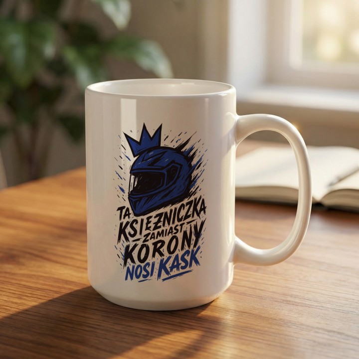 Niebieski kubek dla motocyklistki Graffiti Art Splash | Prezent dla riderki