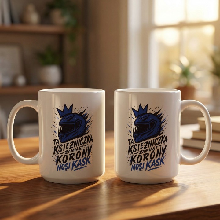 Niebieski kubek dla motocyklistki Graffiti Art Splash | Prezent dla riderki