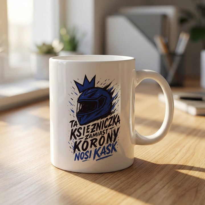 Niebieski kubek dla motocyklistki Graffiti Art Splash | Prezent dla riderki