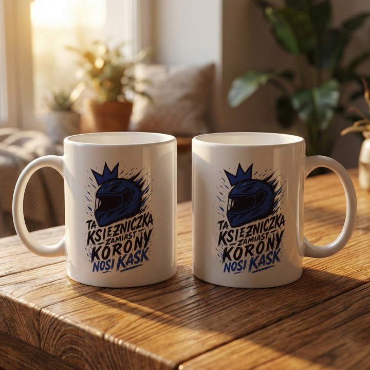 Niebieski kubek dla motocyklistki Graffiti Art Splash | Prezent dla riderki