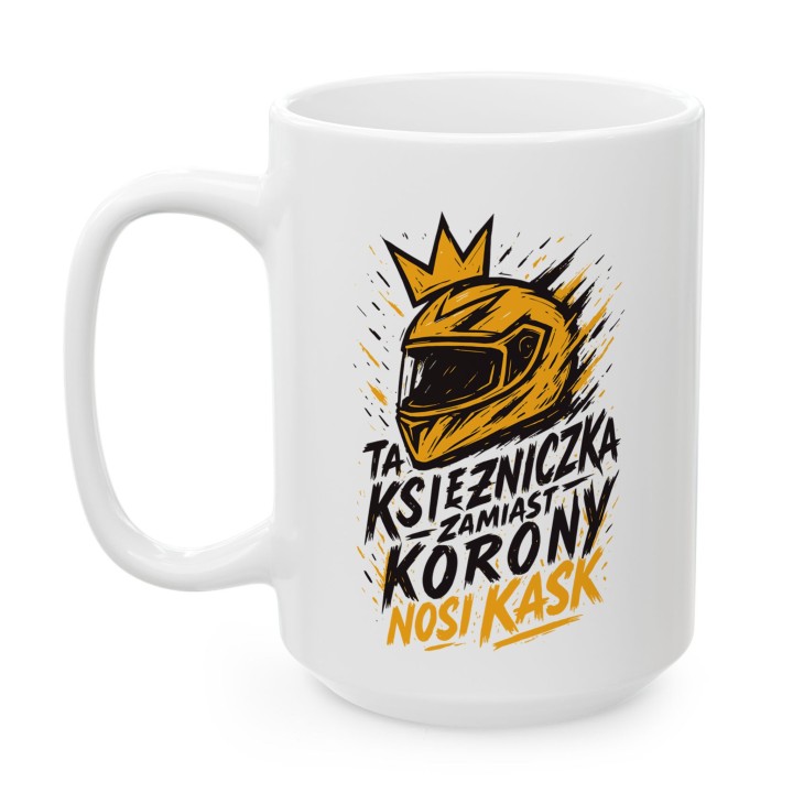 Pomarańczowy kubek dla motocyklistki Graffiti Adventure | Prezent dla niej