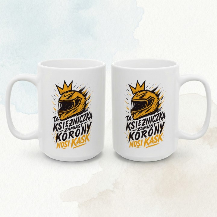 Pomarańczowy kubek dla motocyklistki Graffiti Adventure | Prezent dla niej