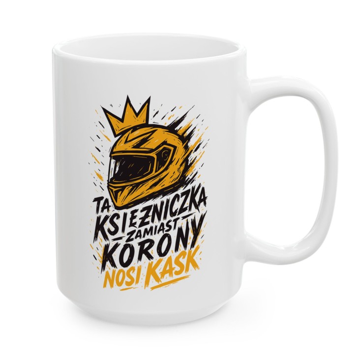 Pomarańczowy kubek dla motocyklistki Graffiti Adventure | Prezent dla niej