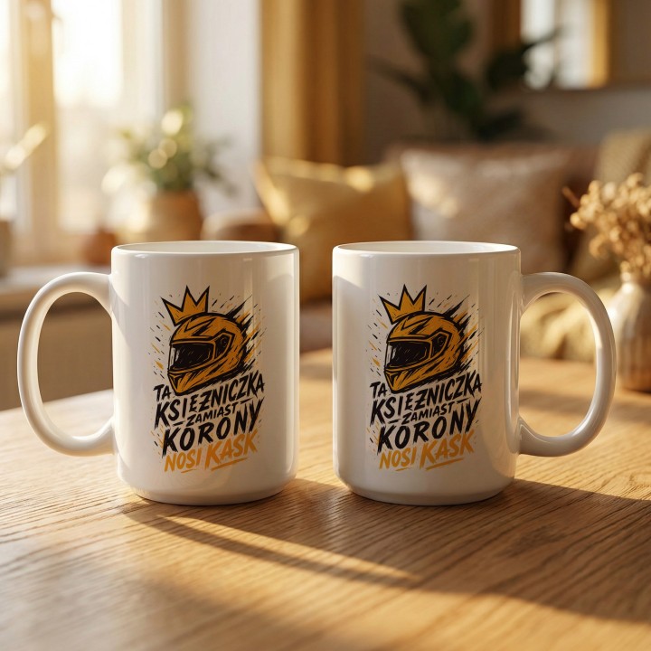 Pomarańczowy kubek dla motocyklistki Graffiti Adventure | Prezent dla niej