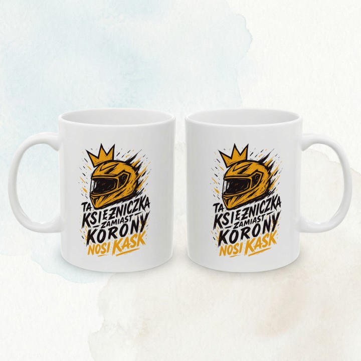 Pomarańczowy kubek dla motocyklistki Graffiti Adventure | Prezent dla niej