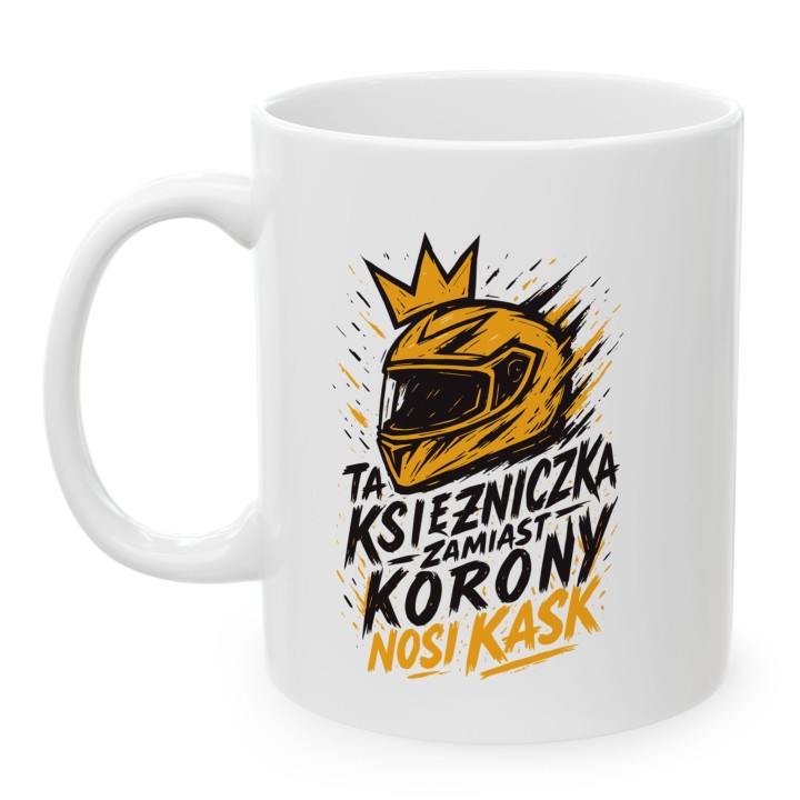 Pomarańczowy kubek dla motocyklistki Graffiti Adventure | Prezent dla niej