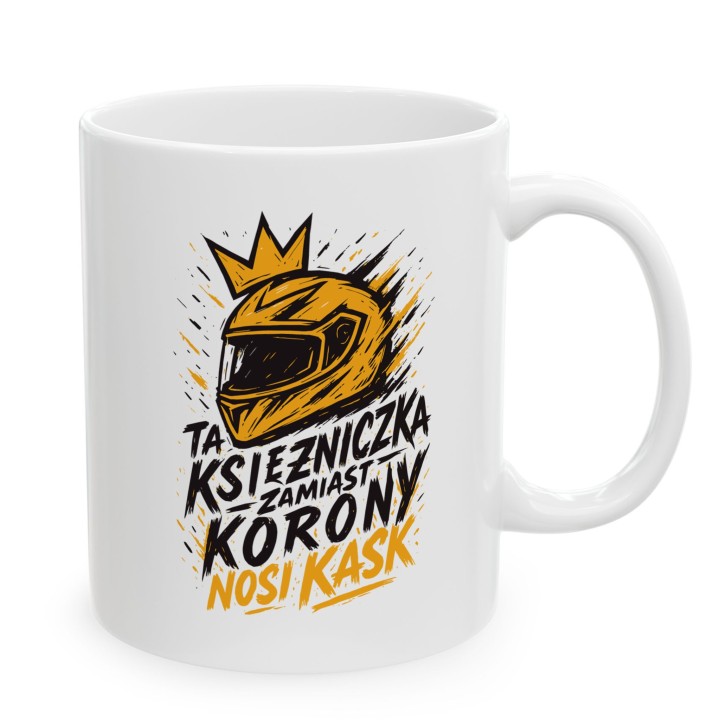 Pomarańczowy kubek dla motocyklistki Graffiti Adventure | Prezent dla niej