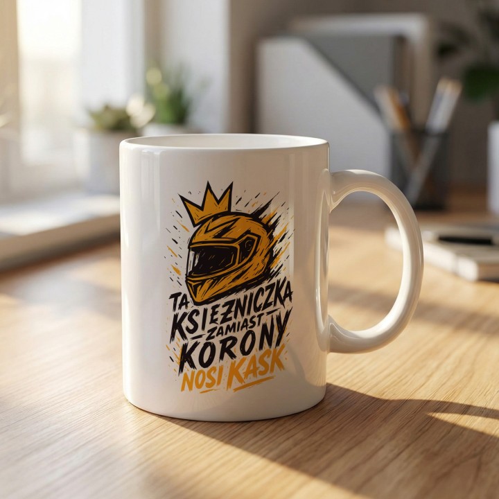 Pomarańczowy kubek dla motocyklistki Graffiti Adventure | Prezent dla niej