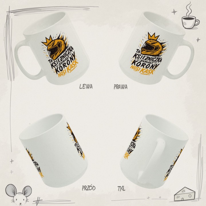 Pomarańczowy kubek dla motocyklistki Graffiti Adventure | Prezent dla niej