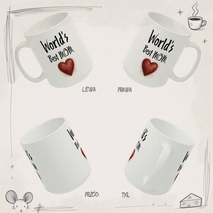 Kubek World's Best MOM z sercem | Prezent dla Mamy na Dzień Matki