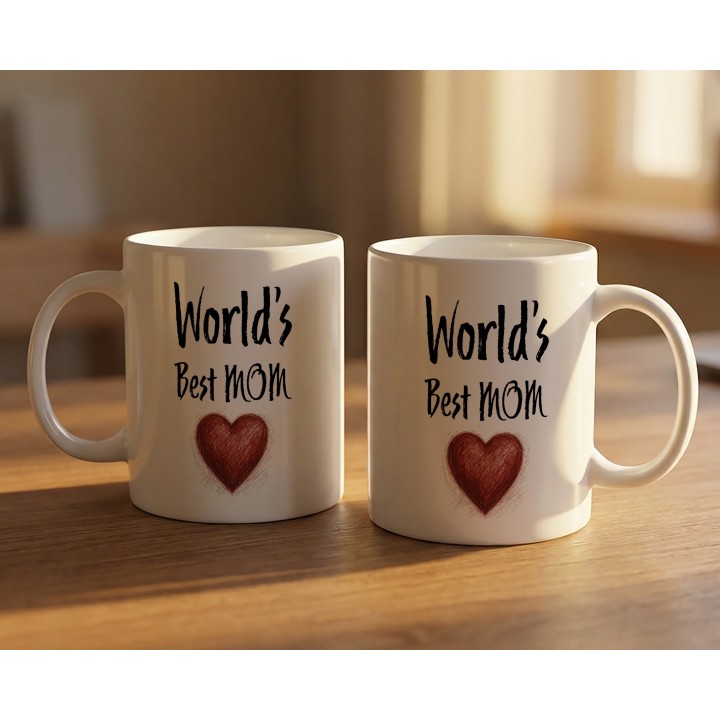 Kubek World's Best MOM z sercem | Prezent dla Mamy na Dzień Matki