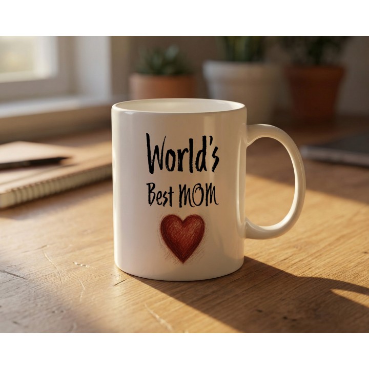 Kubek World's Best MOM z sercem | Prezent dla Mamy na Dzień Matki