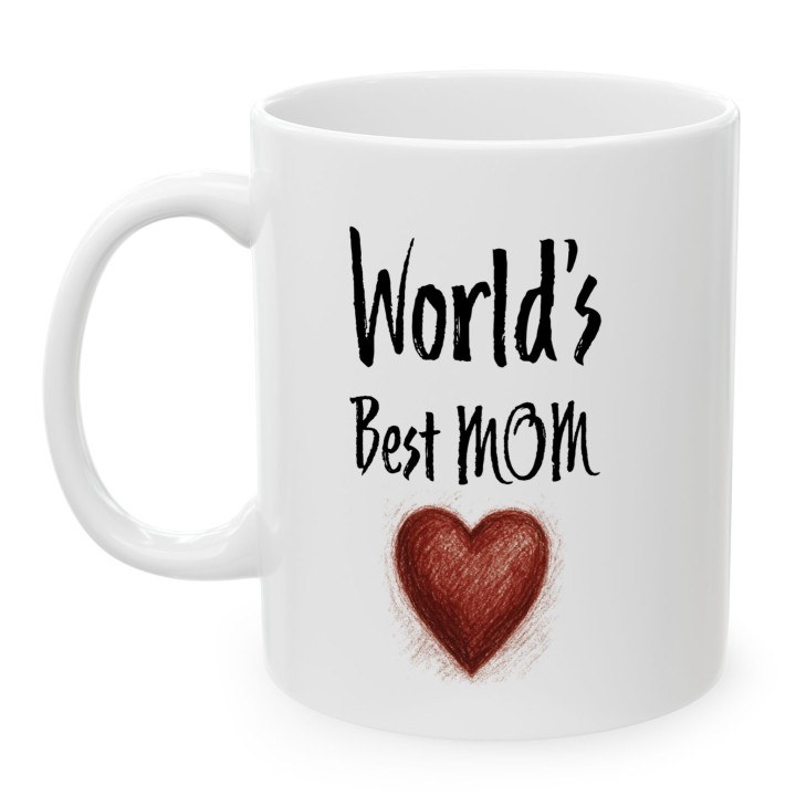 Kubek World's Best MOM z sercem | Prezent dla Mamy na Dzień Matki