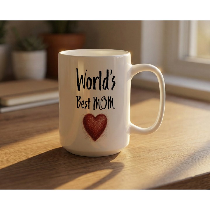 Kubek World's Best MOM z sercem | Prezent dla Mamy na Dzień Matki