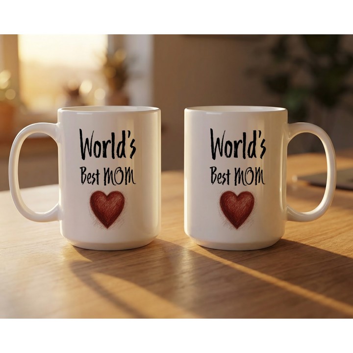 Kubek World's Best MOM z sercem | Prezent dla Mamy na Dzień Matki