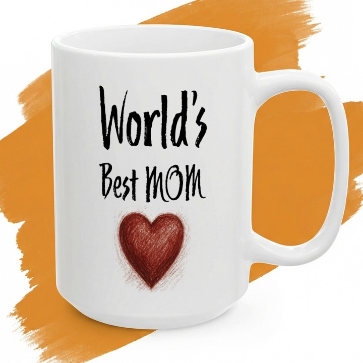 Kubek World's Best MOM z sercem | Prezent dla Mamy na Dzień Matki