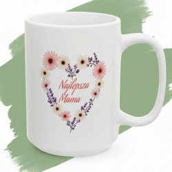 Kubek z nadrukiem Najlepsza Mama kwiatowe serce
