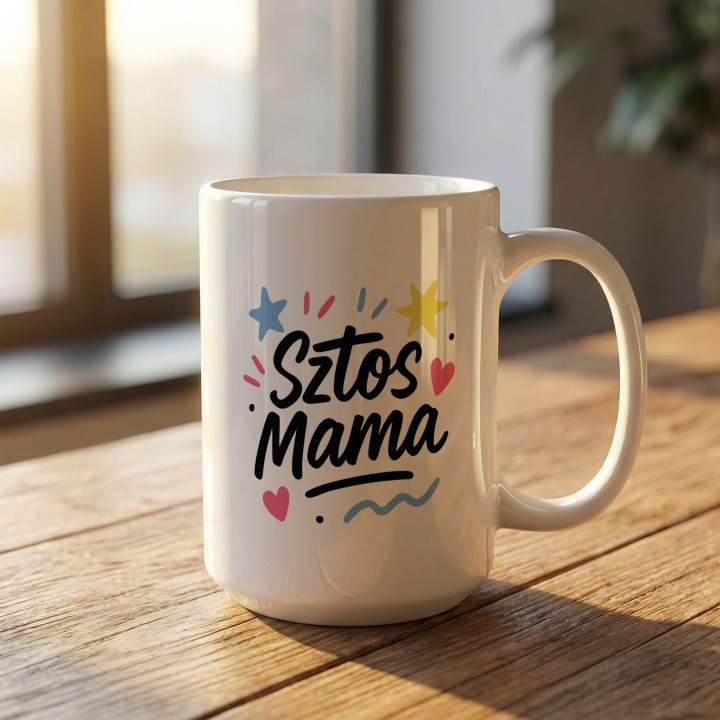 Kubek z nadrukiem Sztos Mama – śmieszny prezent dla mamy na urodziny