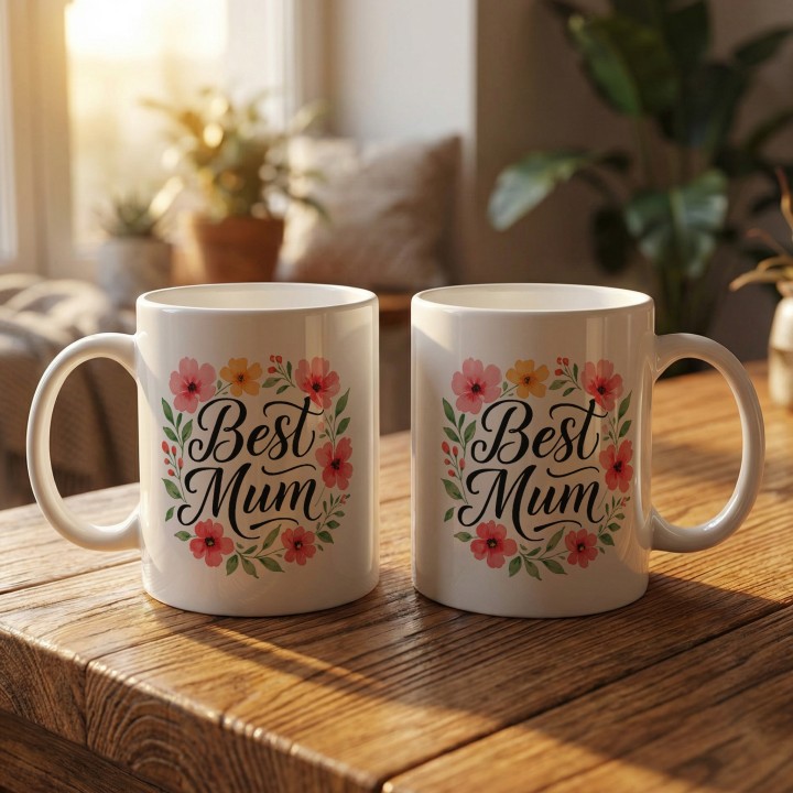 Kubek dla mamy Best Mum kwiaty | Prosty prezent