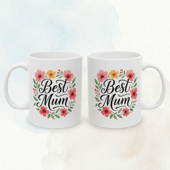 Kubek dla mamy Best Mum kwiaty | Prosty prezent