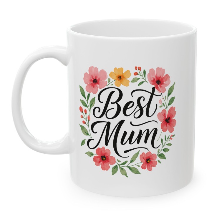 Kubek dla mamy Best Mum kwiaty | Prosty prezent