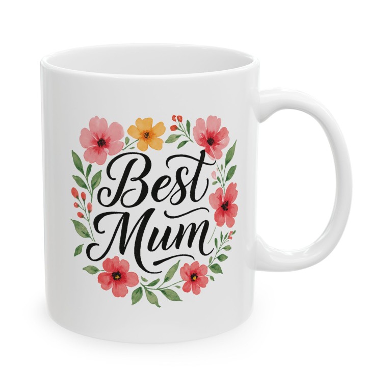 Kubek dla mamy Best Mum kwiaty | Prosty prezent