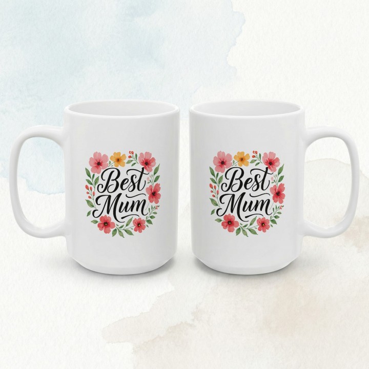 Kubek dla mamy Best Mum kwiaty | Prosty prezent