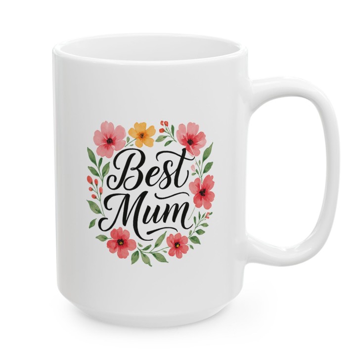 Kubek dla mamy Best Mum kwiaty | Prosty prezent