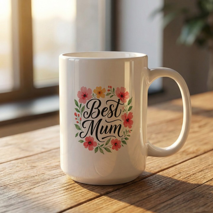 Kubek dla mamy Best Mum kwiaty | Prosty prezent