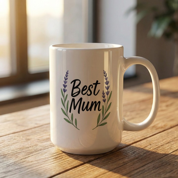 Kubek Best Mum z lawendą | Prezent dla najlepszej mamy | Watercolor