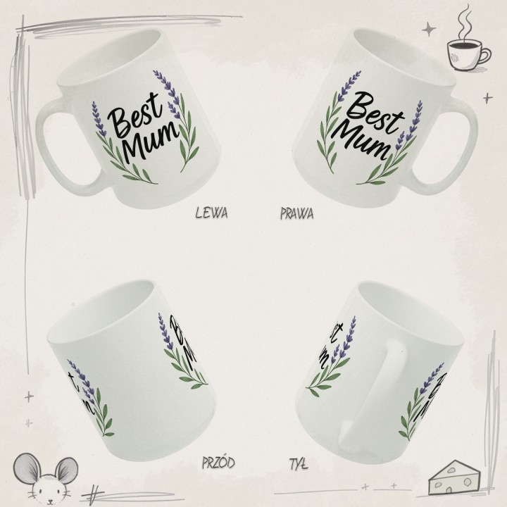 Kubek Best Mum z lawendą | Prezent dla najlepszej mamy | Watercolor