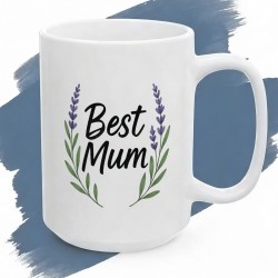 Kubek z nadrukiem Best Mum z lawendą – prezent dla mamy