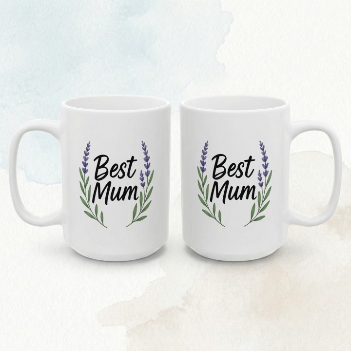 Kubek Best Mum z lawendą | Prezent dla najlepszej mamy | Watercolor