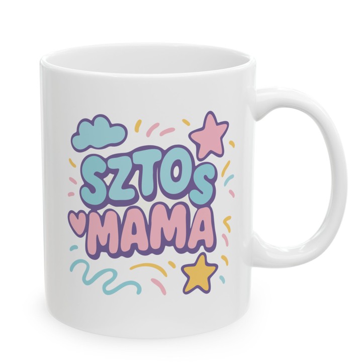 Kubek z nadrukiem SZTOS MAMA – kolorowy prezent dla mamy