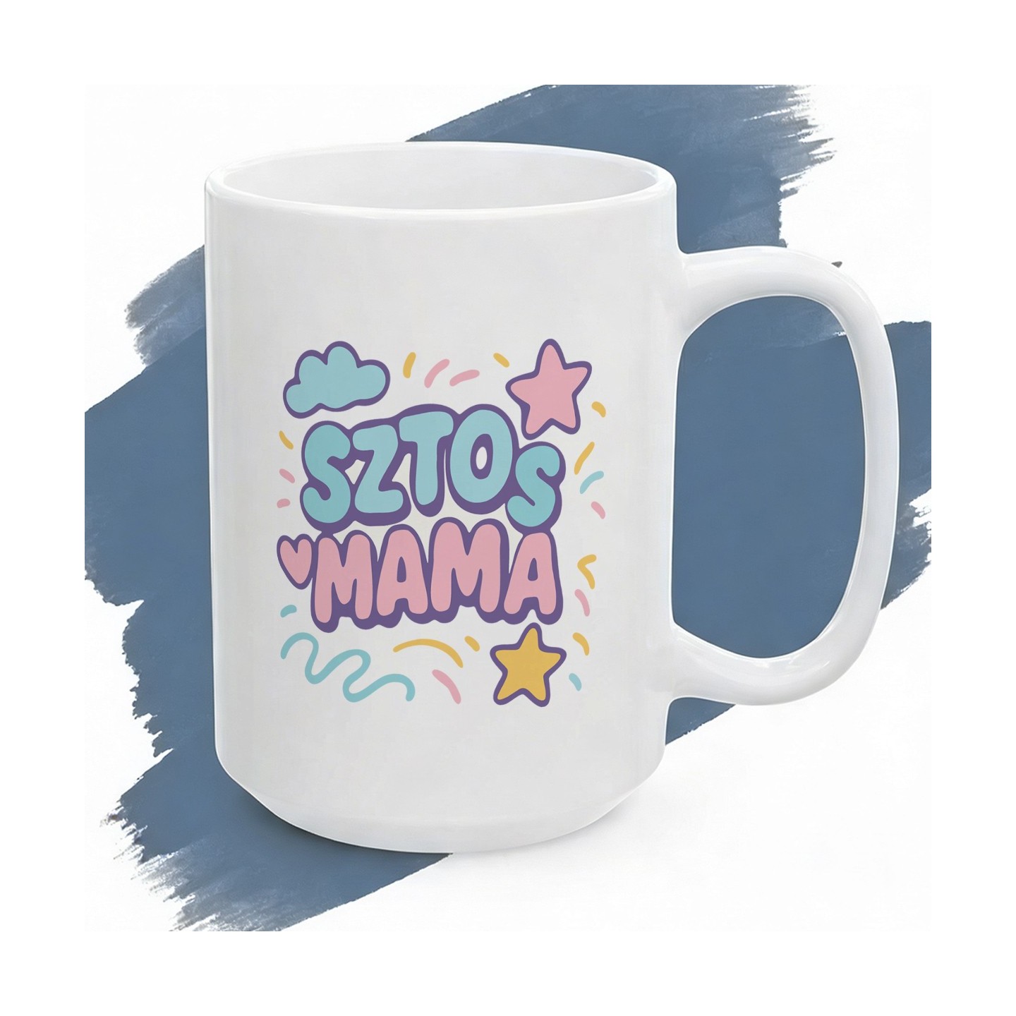 Kubek z nadrukiem Sztos Mama pastelowy styl