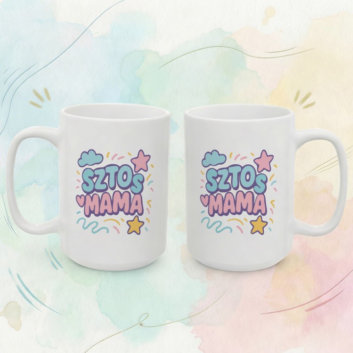 Kubek z nadrukiem SZTOS MAMA – kolorowy prezent dla mamy