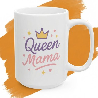 Kubek z nadrukiem Queen Mama z koroną | Prezent dla mamy pastelowy