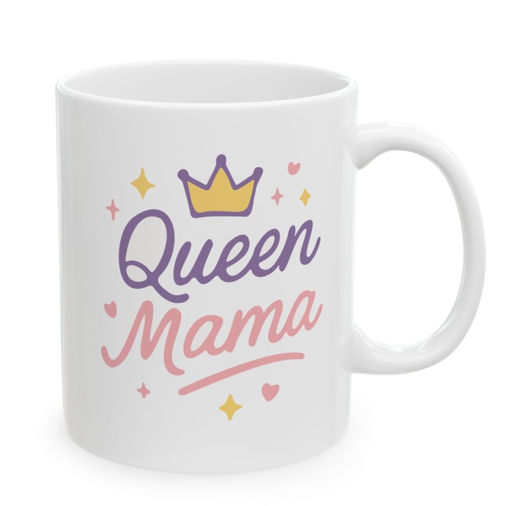 Kubek z nadrukiem Queen Mama z koroną | Prezent dla mamy pastelowy