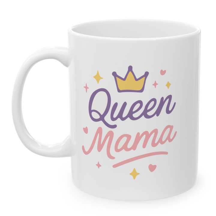 Kubek z nadrukiem Queen Mama z koroną | Prezent dla mamy pastelowy