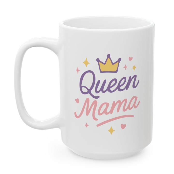 Kubek z nadrukiem Queen Mama z koroną | Prezent dla mamy pastelowy