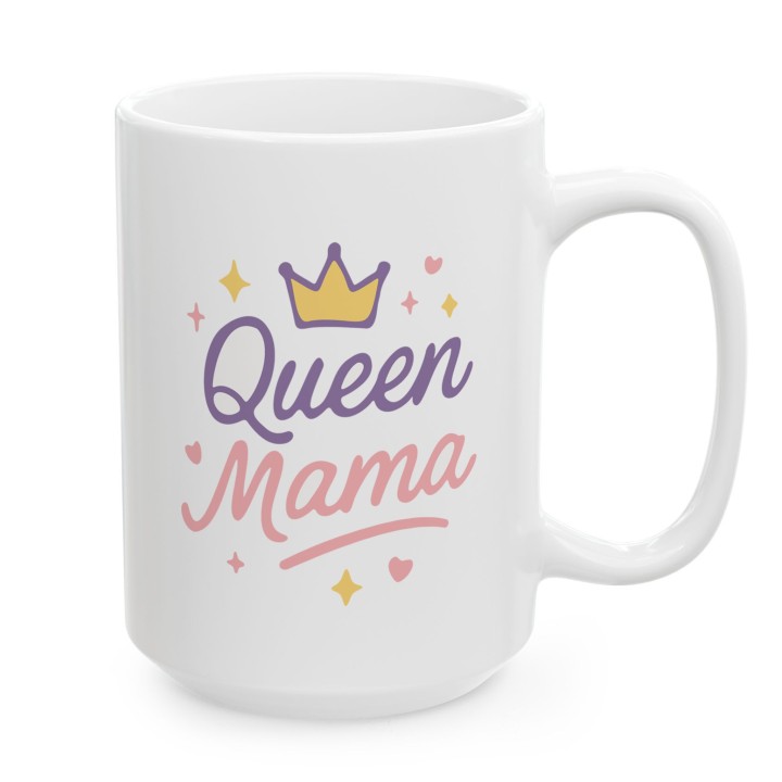 Kubek z nadrukiem Queen Mama z koroną | Prezent dla mamy pastelowy