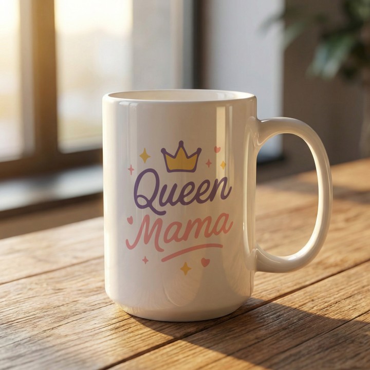 Kubek z nadrukiem Queen Mama z koroną | Prezent dla mamy pastelowy