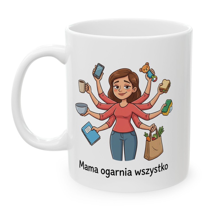 Kubek Mama ogarnia wszystko – śmieszny prezent dla mamy | Sklep WręczWspaniale