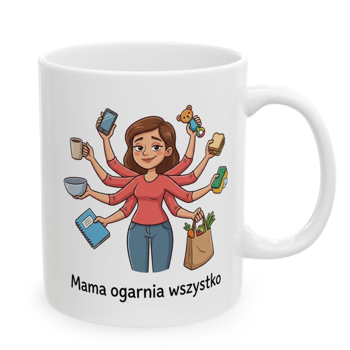 Kubek Mama ogarnia wszystko – śmieszny prezent dla mamy | Sklep WręczWspaniale