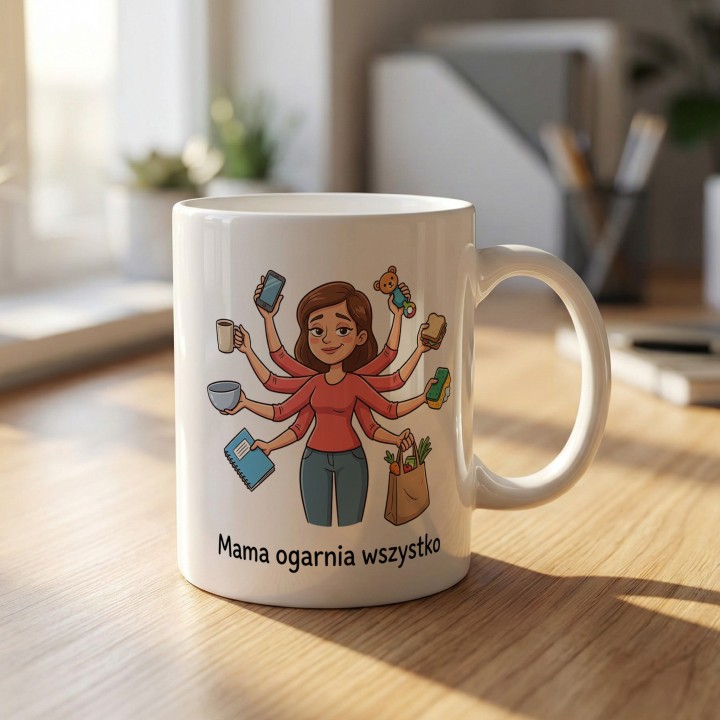Kubek Mama ogarnia wszystko – śmieszny prezent dla mamy | Sklep WręczWspaniale
