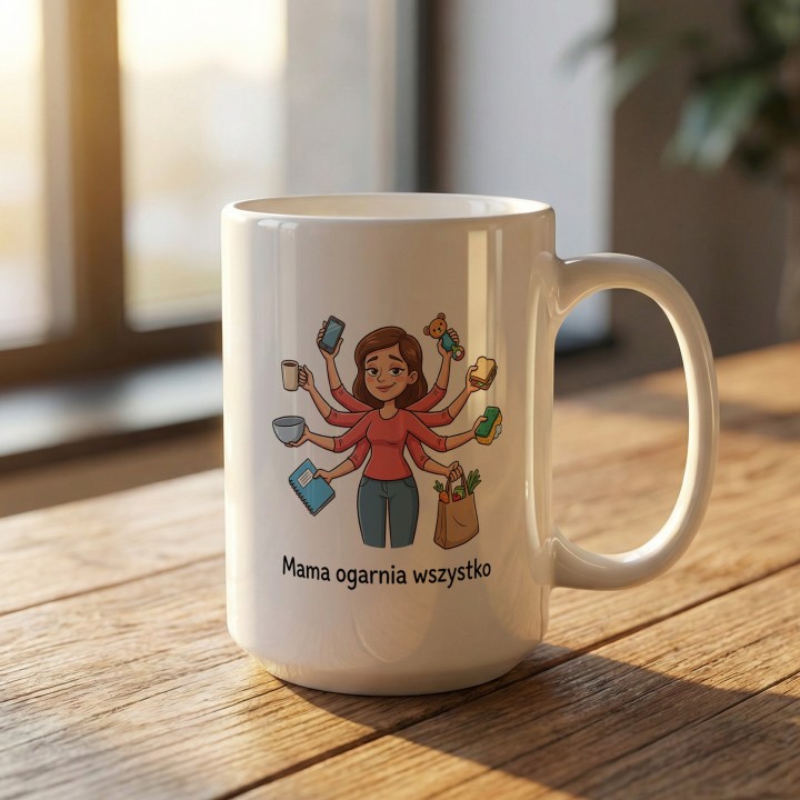 Kubek Mama ogarnia wszystko – śmieszny prezent dla mamy | Sklep WręczWspaniale