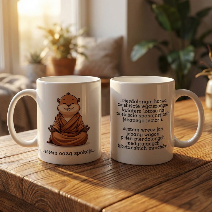 Kubek z nadrukiem Jestem oazą spokoju Kapibara Prezent do pracy